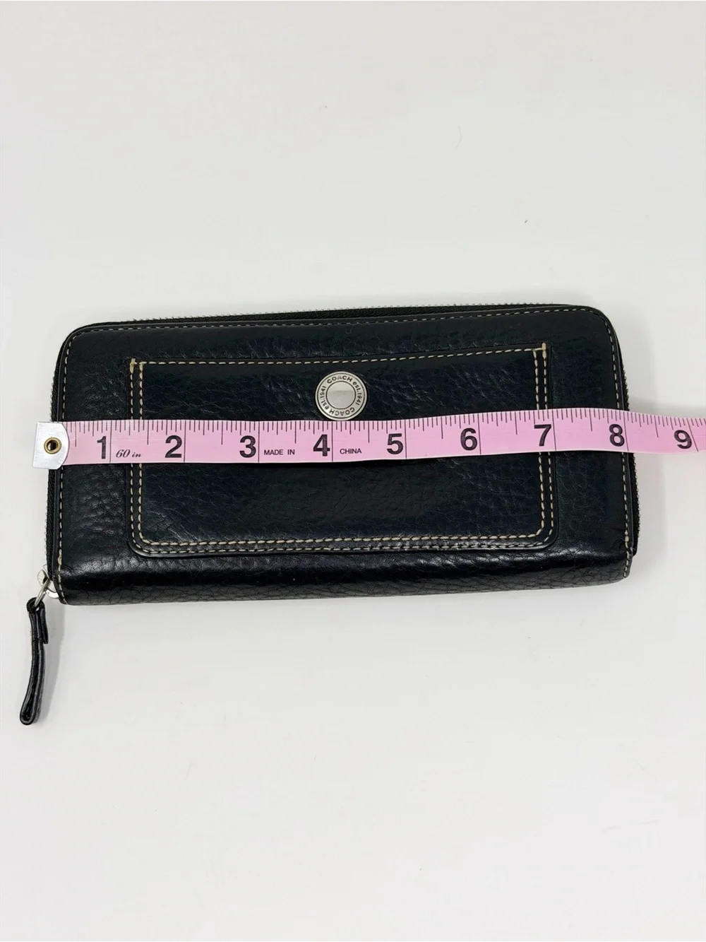 Coach Black Pebbled Leather Zip Around Continental Wallet